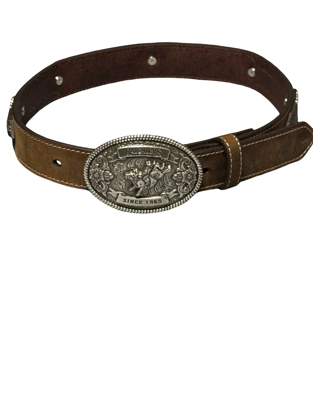 Cavenders Boys Western Genuine Leather Rodeo Festival Brown Belt with Buckle